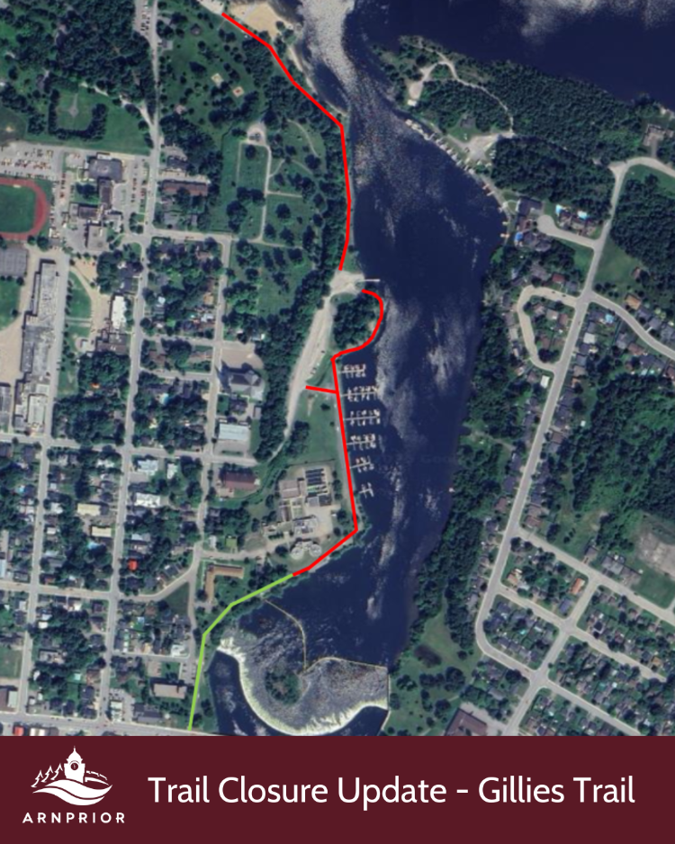 gillies grove trail marked with closure route