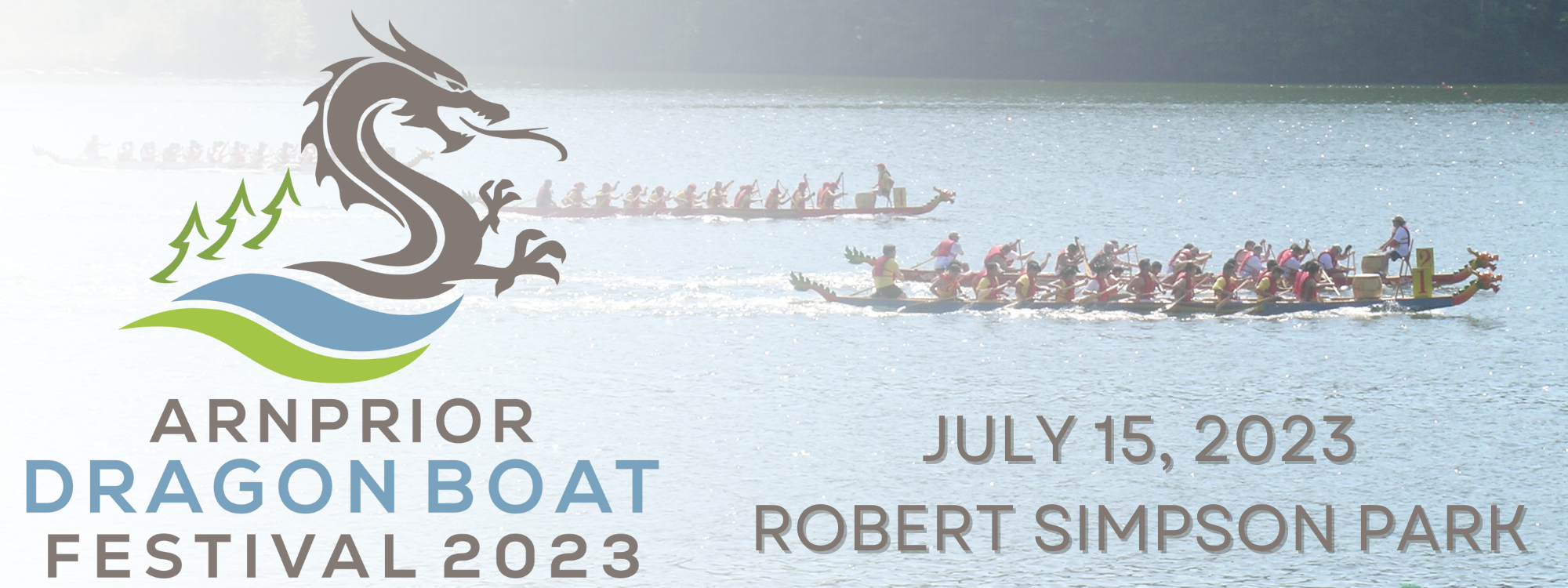Arnprior Dragon Boat Festival 2023 Logo with dragon boat and date