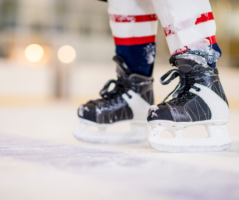 Hockey skates on ice