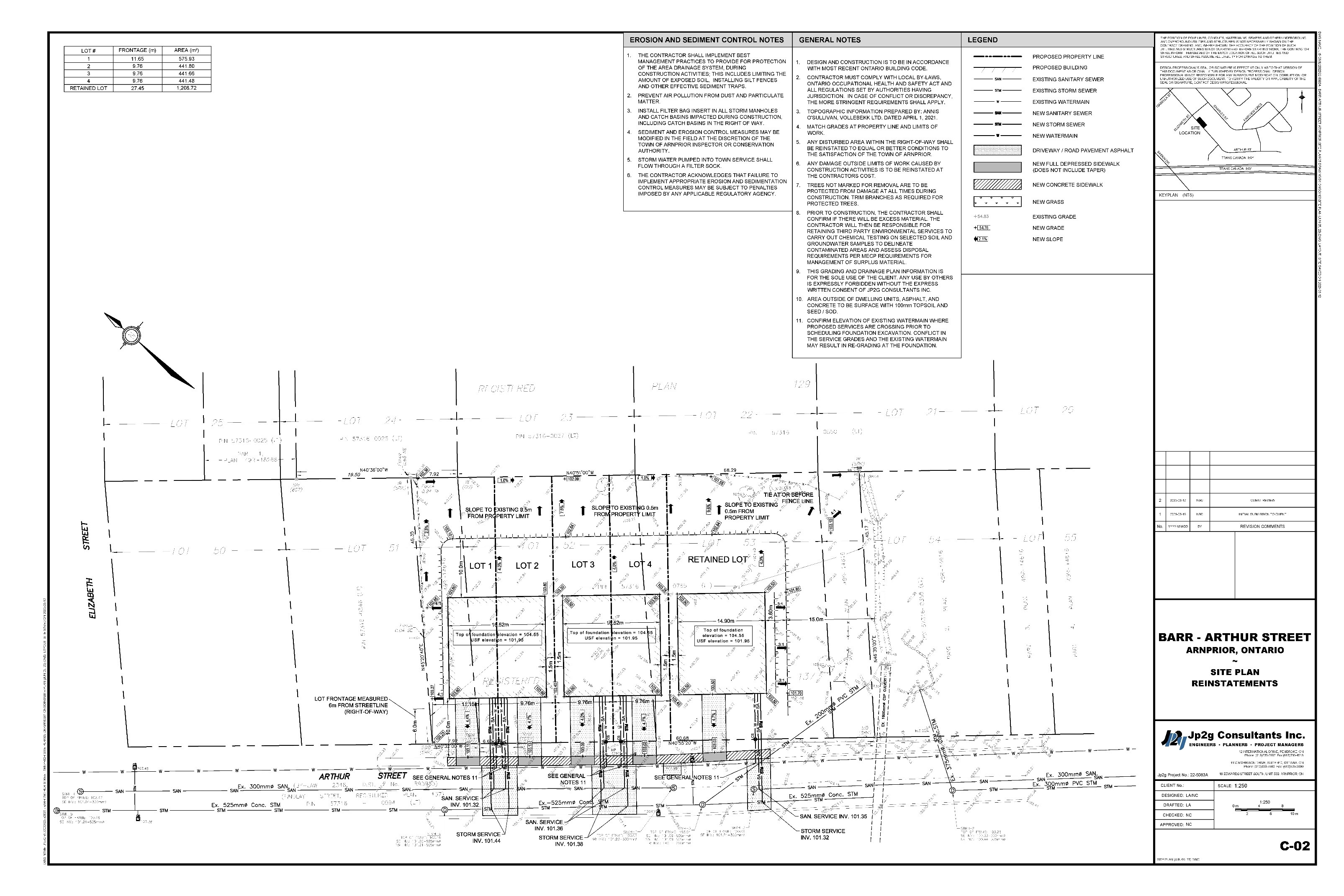 Site plan showing the desired site layout