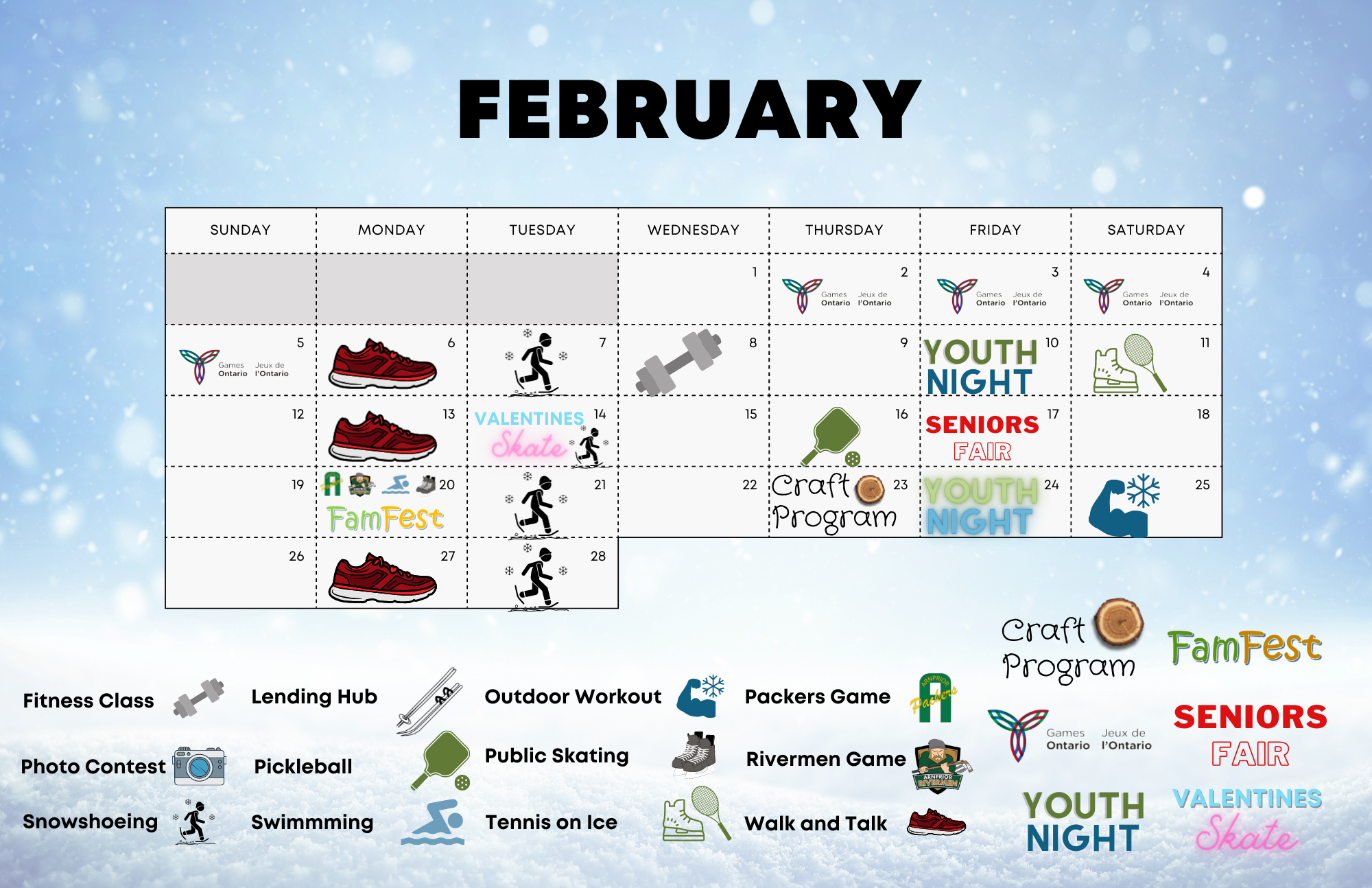 Wintermission schedule for February