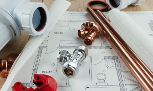 Plumbing pipes on plans