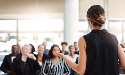 someone speaking at an event