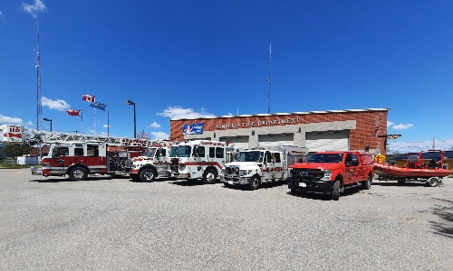 The Arnprior Fire Department with trucks parked outfront