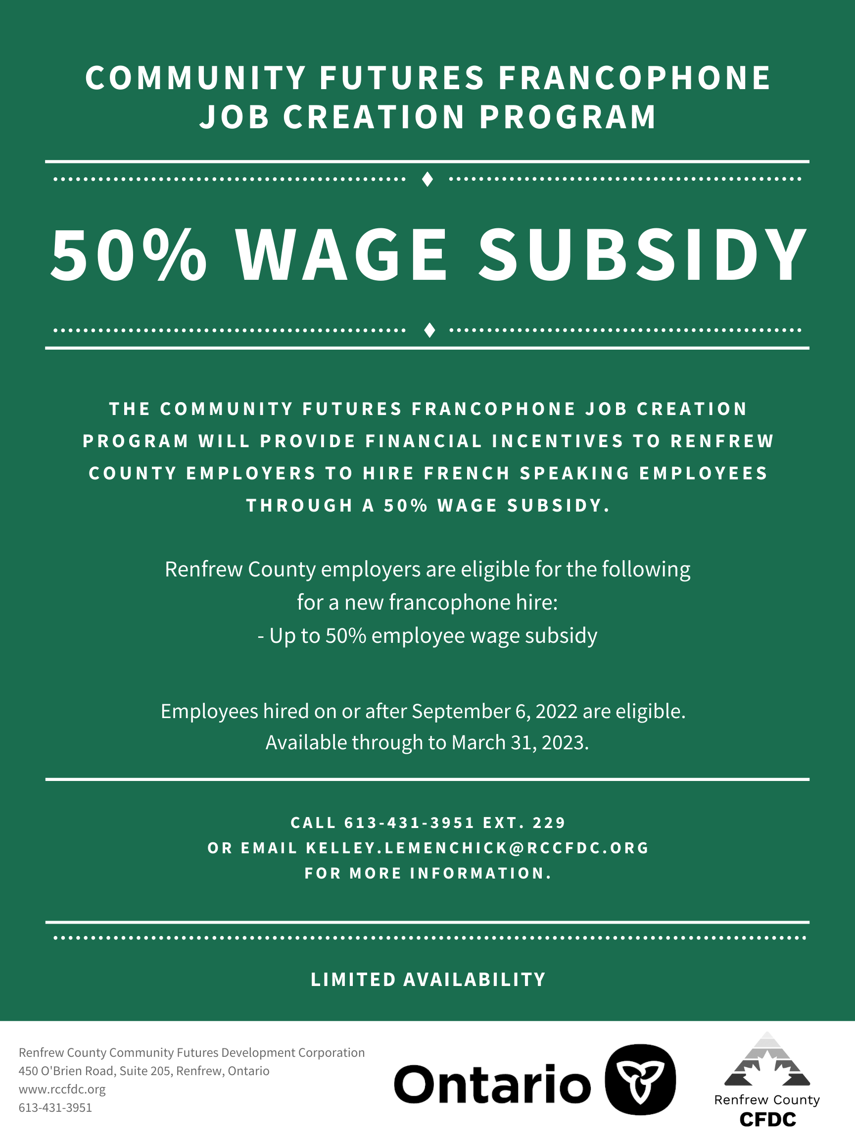 Flyer on the Francophone Wage Subsidy Program