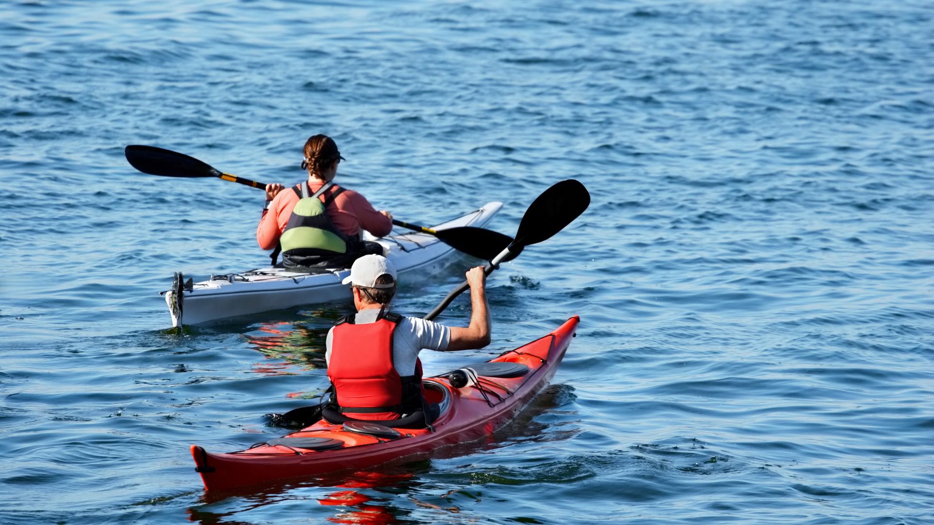 a couple kayaking