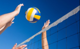 Volleyball against a blue sky